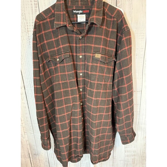 Wrangler Other - Wrangler Riggs Workwear Men’s 3XT Flannel Long Sleeve Shirt Red Brown Plaid